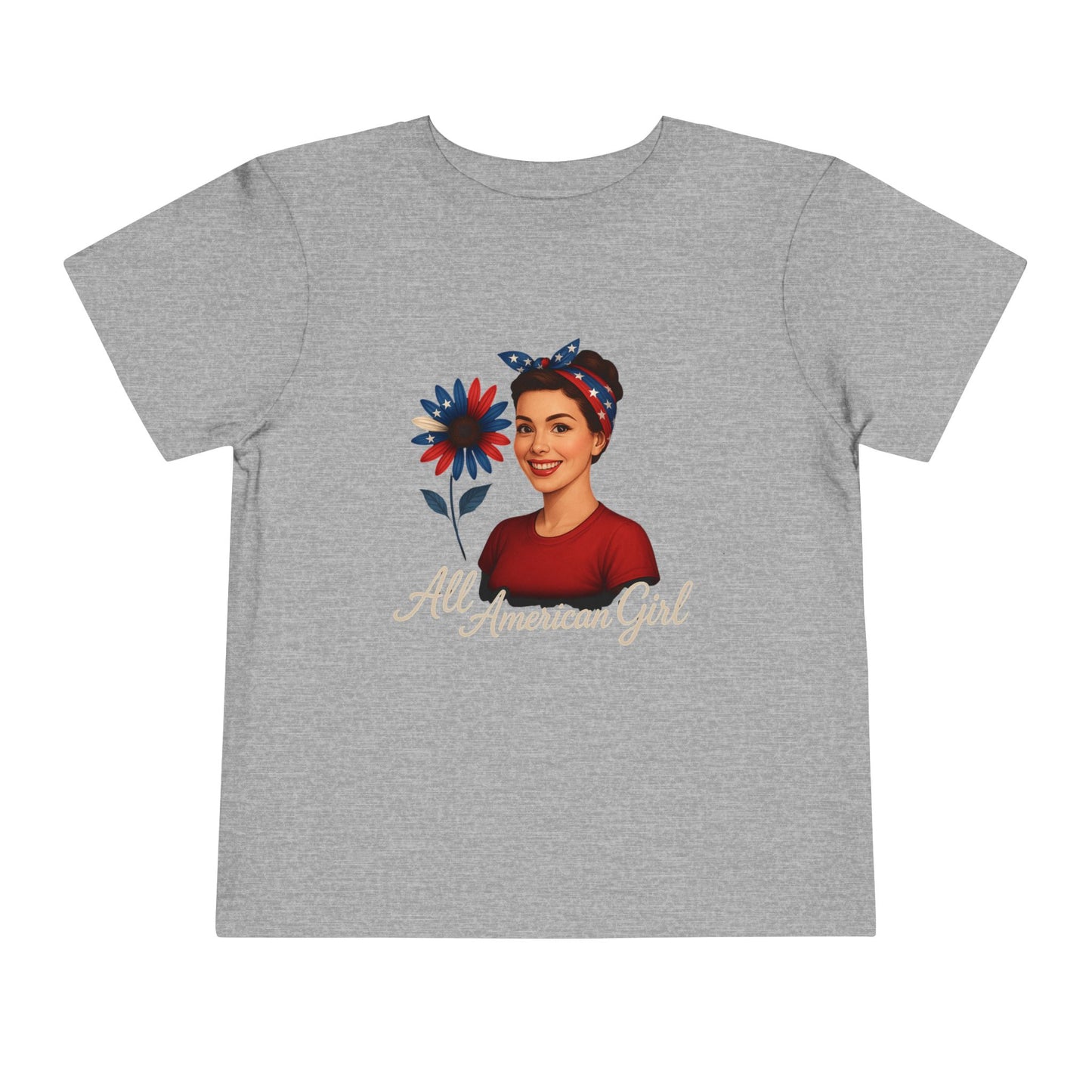 Toddler Tee All American Girl Patriotic Floral Shirt