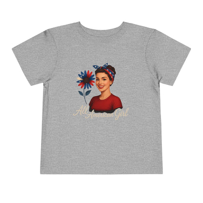 Toddler Tee All American Girl Patriotic Floral Shirt