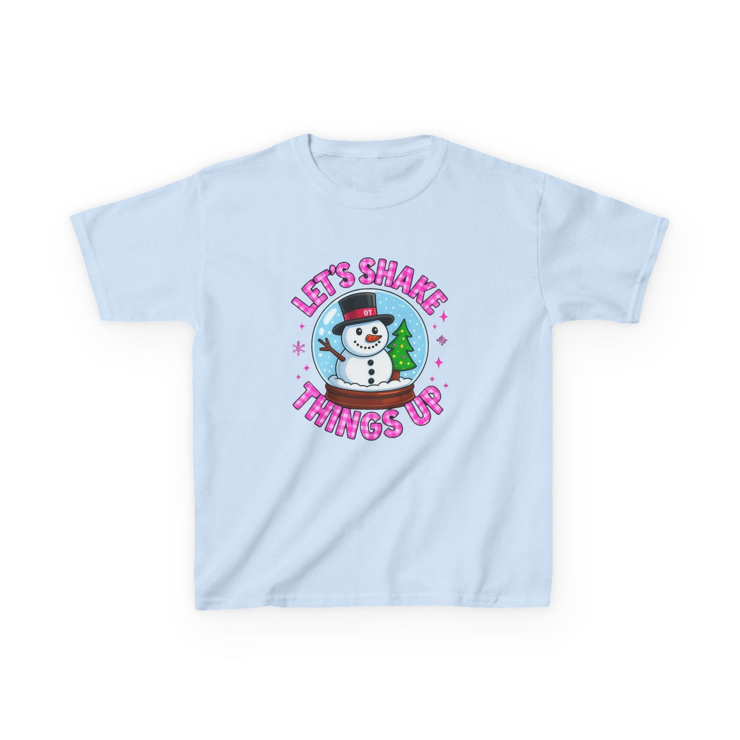 Shake Things Up! Snowman & Dino Christmas Kids Tee