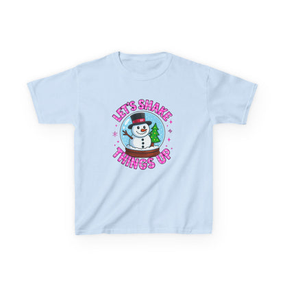 Shake Things Up! Snowman & Dino Christmas Kids Tee