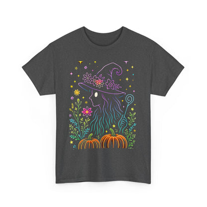 🌙 Whimsical Witch Cat Tee – Magical Halloween Pumpkin Shirt