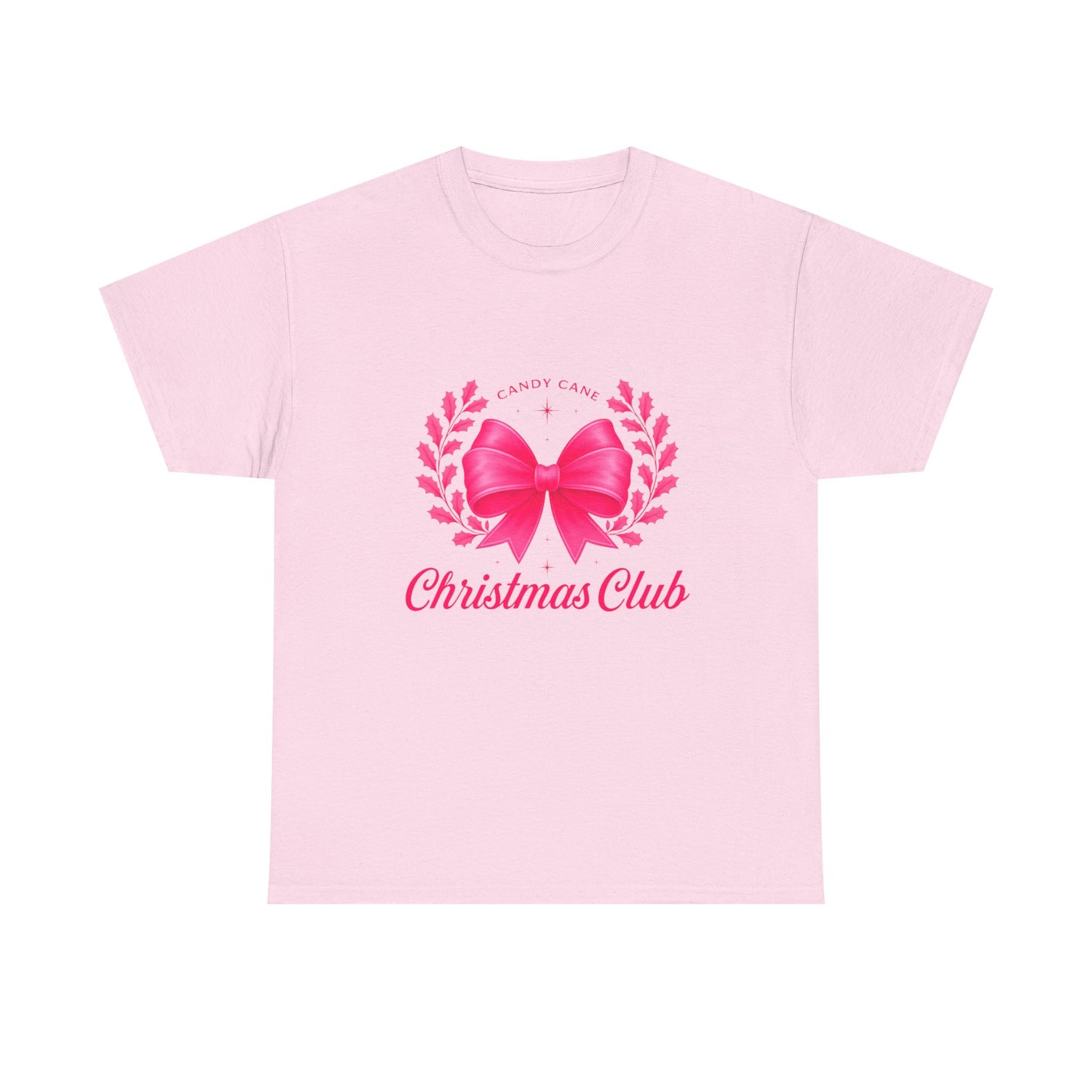 Christmas Tee with Pink Bow and Candy Cane Christmas Club Text