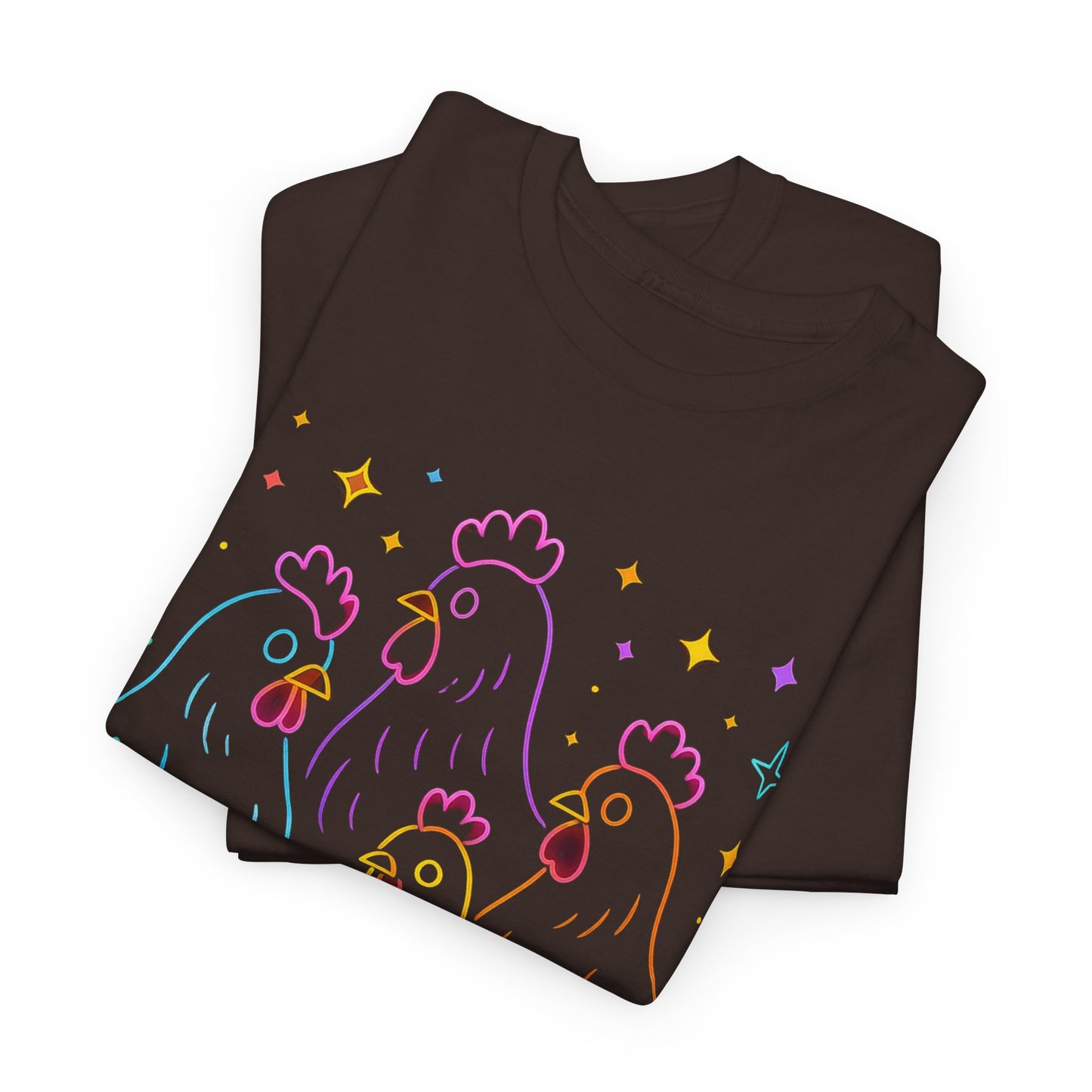 🌻 Autumn Chickens & Pumpkins Tee – Colorful Farm Harvest Shirt