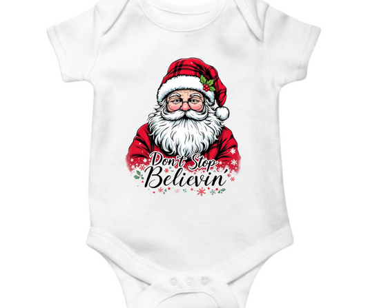 Don't Stop Believing Santa Christmas Onesie