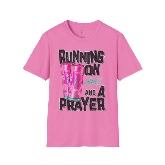 Running on a Prayer T-Shirt, Unisex Graphic Tee, Fun Casual Wear, Gift for Friends, Everyday Style, Faith-Inspired Apparel