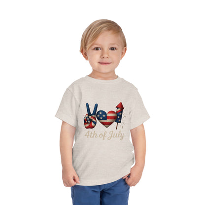 4th of July Peace & Heart Tee: Patriotic Toddler Shirt