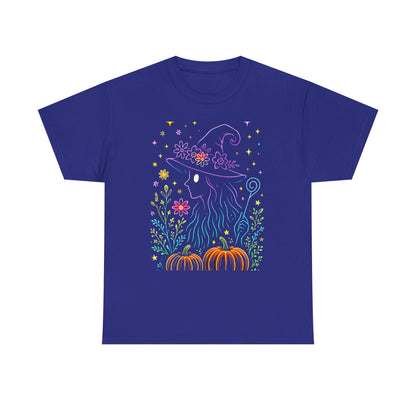 🌙 Whimsical Witch Cat Tee – Magical Halloween Pumpkin Shirt
