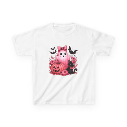Pink Ghost Halloween Kids Tee - Spooky Cute!