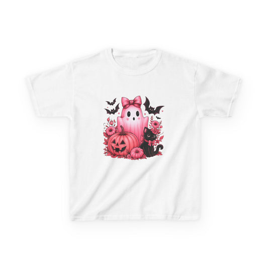 Pink Ghost Halloween Kids Tee - Spooky Cute!