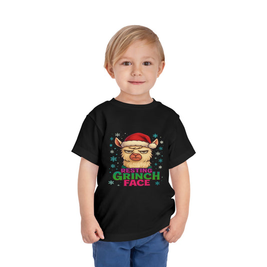 Resting Grinch Face Llama Toddler Christmas Tee