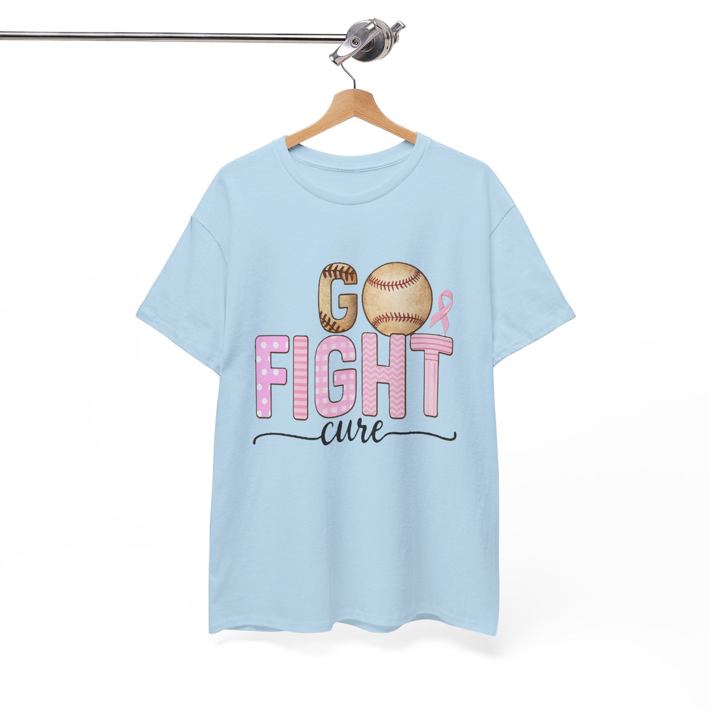 Go Fight Cure Baseball Pink Ribbon Awareness Tee