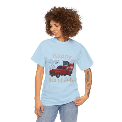 🚙 Happy 4th of July Truck Tee – Patriotic Vintage Pickup Shirt