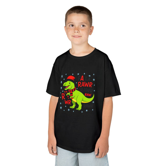 Dinosaur Holiday Kids Tee, Fun Holiday Shirt, Christmas Dino T-Shirt, Cute Kids Top, Dino Gift for Boys and Girls