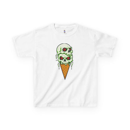 Kids Skull Ice Cream Tee, Cute T-Shirt for Kids, Halloween Apparel, Year-Round Fun, Trendy Summer Wear, Unique Gift Idea