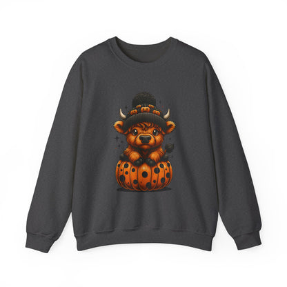 Halloween Cow Calf in Pumpkin Crewneck Sweatshirt