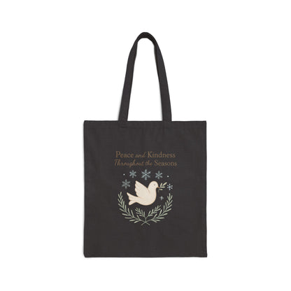 Peace and Kindness Throughout the Seasons Cotton Canvas Tote