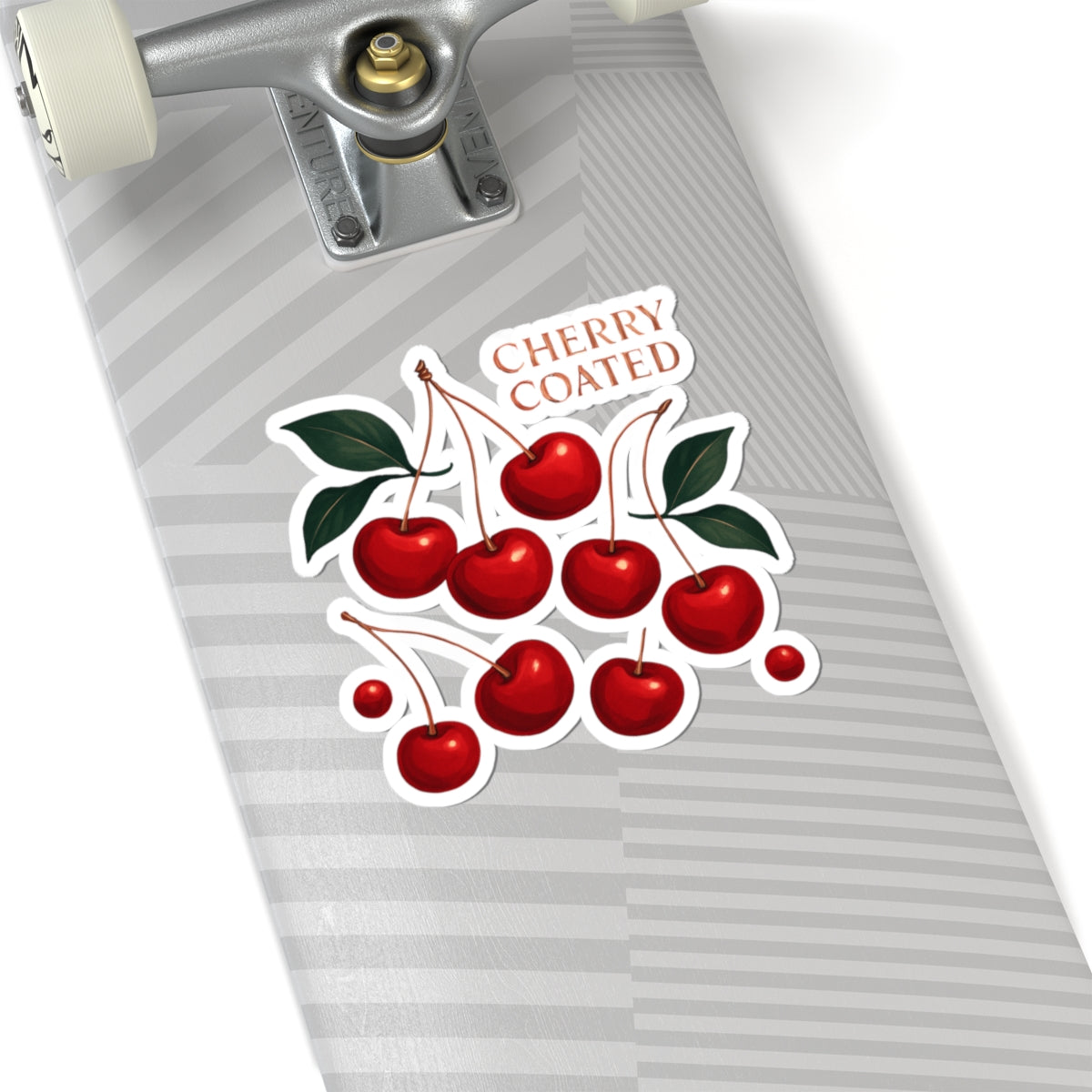 Cherry Coated Kiss-Cut Sticker — Retro Red Cherry Laptop Decal