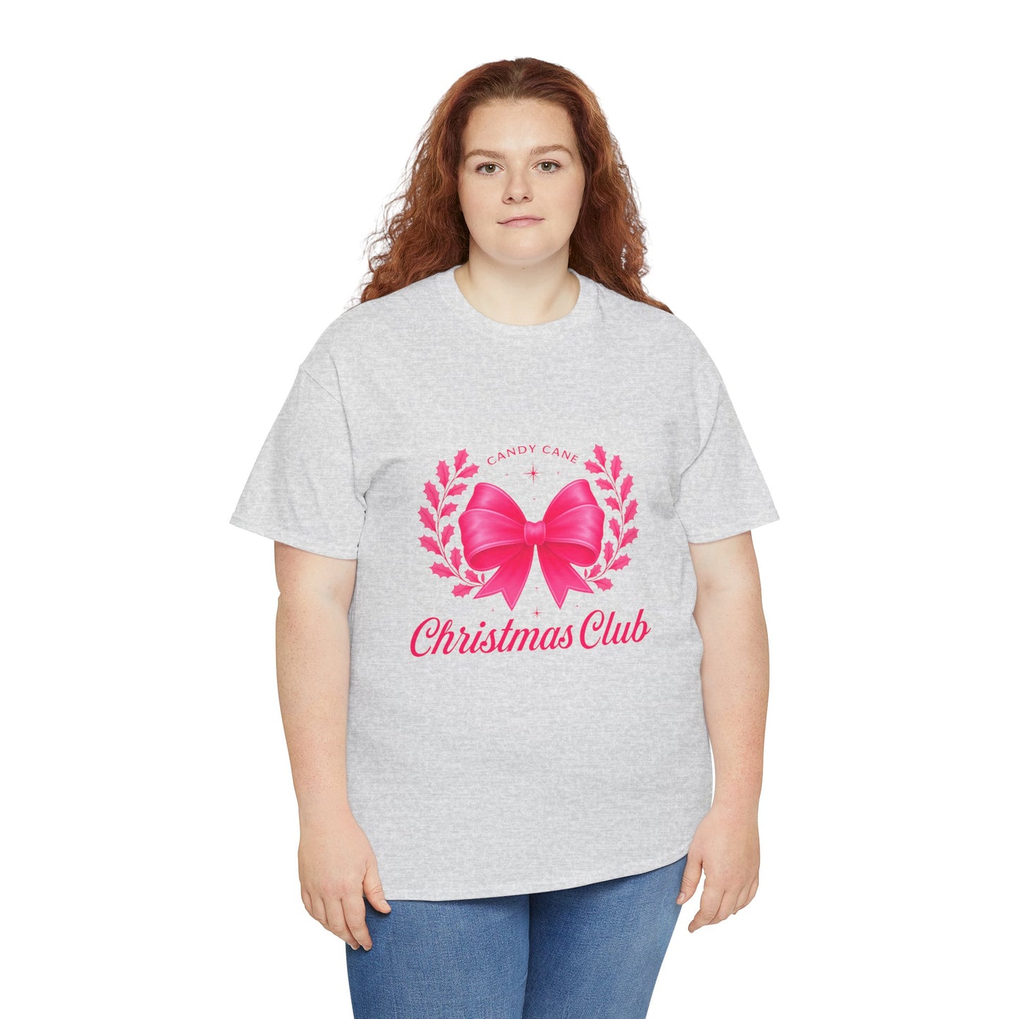 Christmas Tee with Pink Bow and Candy Cane Christmas Club Text