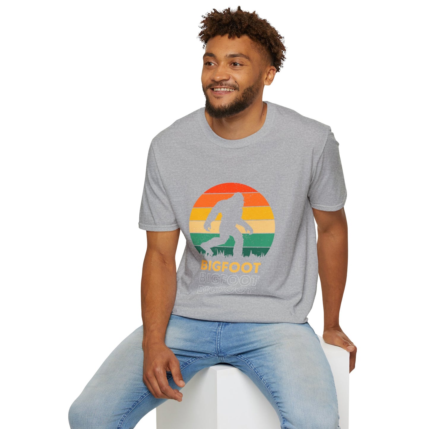 Bigfoot Adventure Unisex Softstyle T-Shirt, Casual Tee for Nature Lovers, Summer Vibe Shirt, Gift for Outdoor Enthusiasts, Hiking Apparel