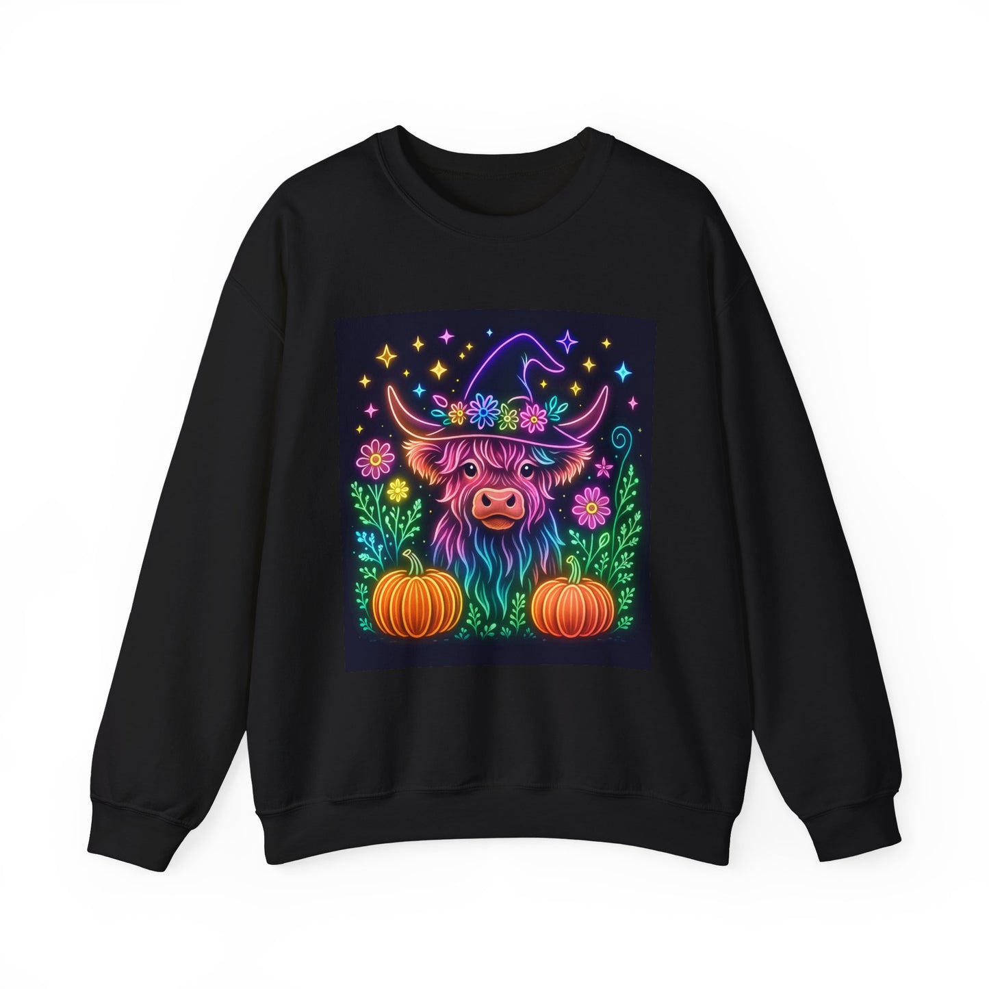 Neon Highland Cow Halloween Sweatshirt