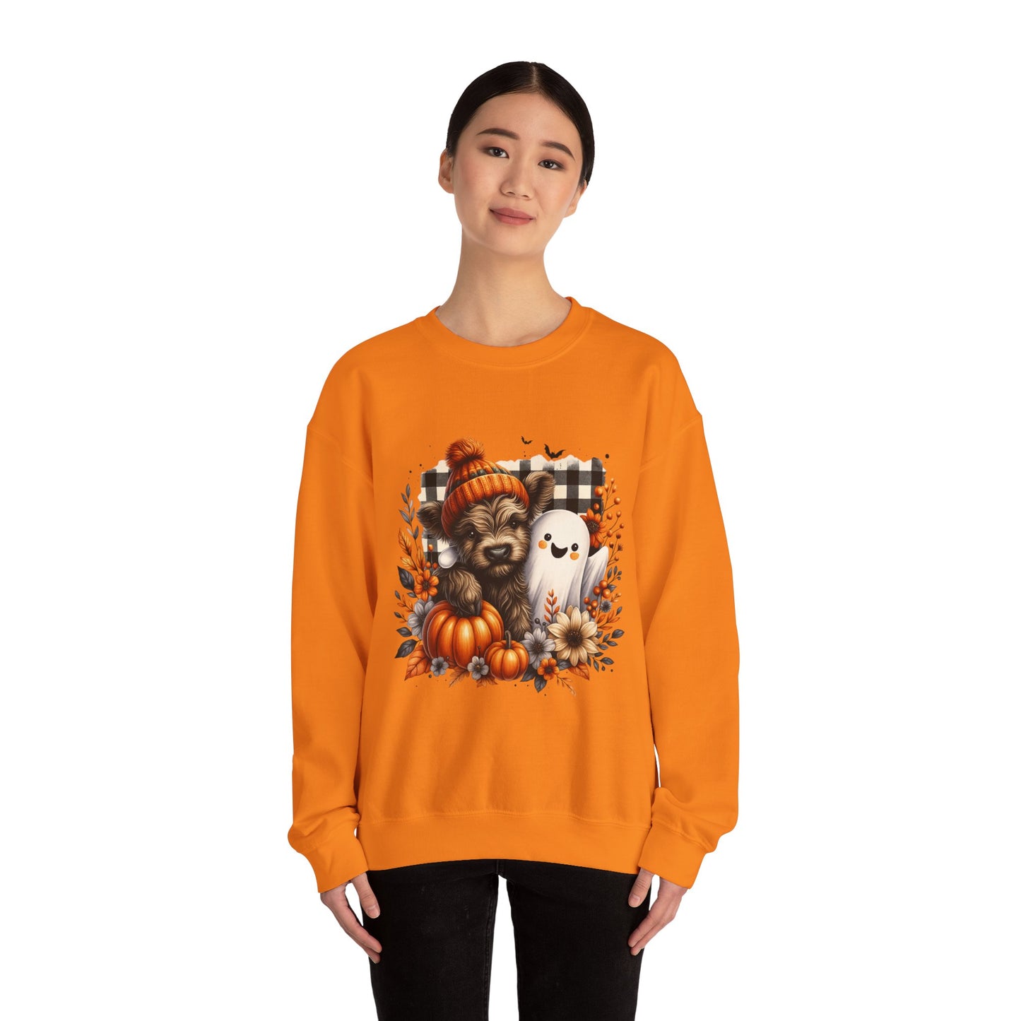Cute Halloween Dog & Ghost Crewneck Sweatshirt
