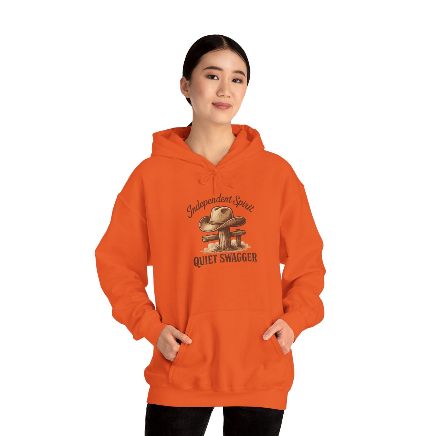 Quiet Swagger Hoodie – "Independent Spirit" Cowboy Hat Graphic Pullover