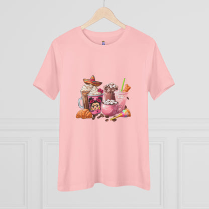 Latina Cute Beverage Women's Cotton Tee, Coffee Lover Gift, Cute Summer Shirt, Birthday Present, Cozy Foodie Tee