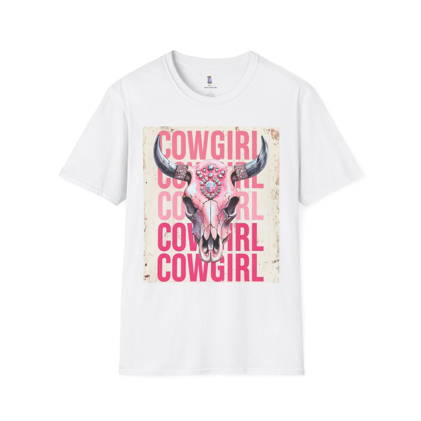 Cowgirl Skull Graphic Tee, Unisex Softstyle T-Shirt, Western Style Shirt, Gift for Cowgirls, Country Music Lover Shirt, Rodeo Outfit