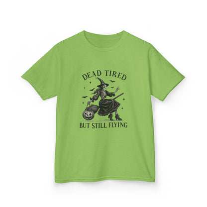 Dead Tired But Flying Skeleton Witch Tee