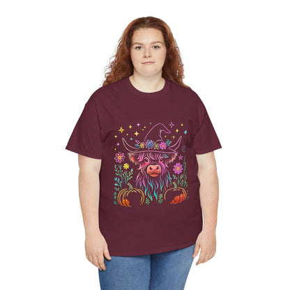 🎃 Magical Highland Cow Tee – Witchy Pumpkin Farm Shirt