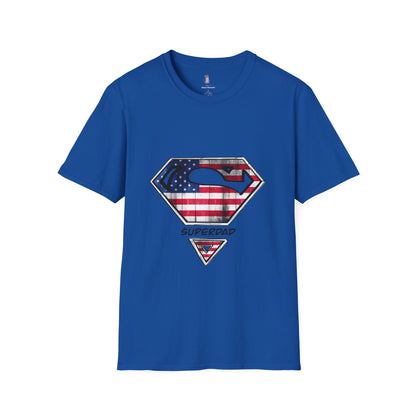 Superdad Patriotic T-Shirt | Unisex Softstyle Tee | Perfect for Father's Day, Dad's Birthday, Casual Wear, Superhero Theme