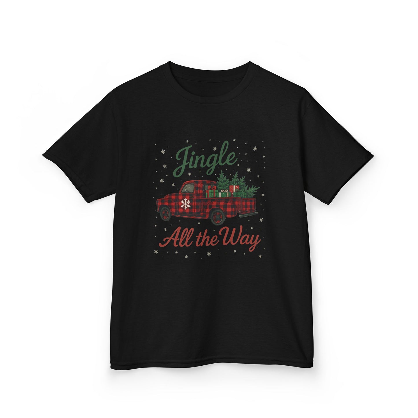 Jingle All The Way Dino Truck Kids Christmas Tee