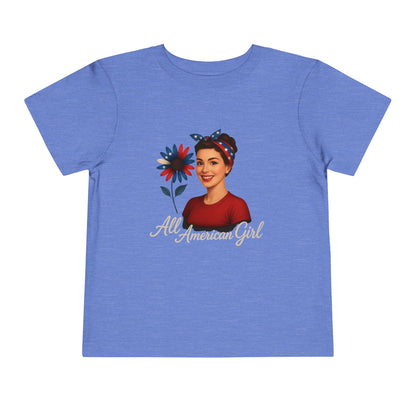 Toddler Tee All American Girl Patriotic Floral Shirt