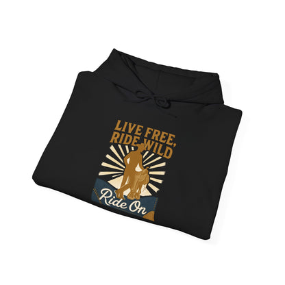 Ride Wild Hoodie — Retro Cowboy "Ride On" Graphic Sweatshirt