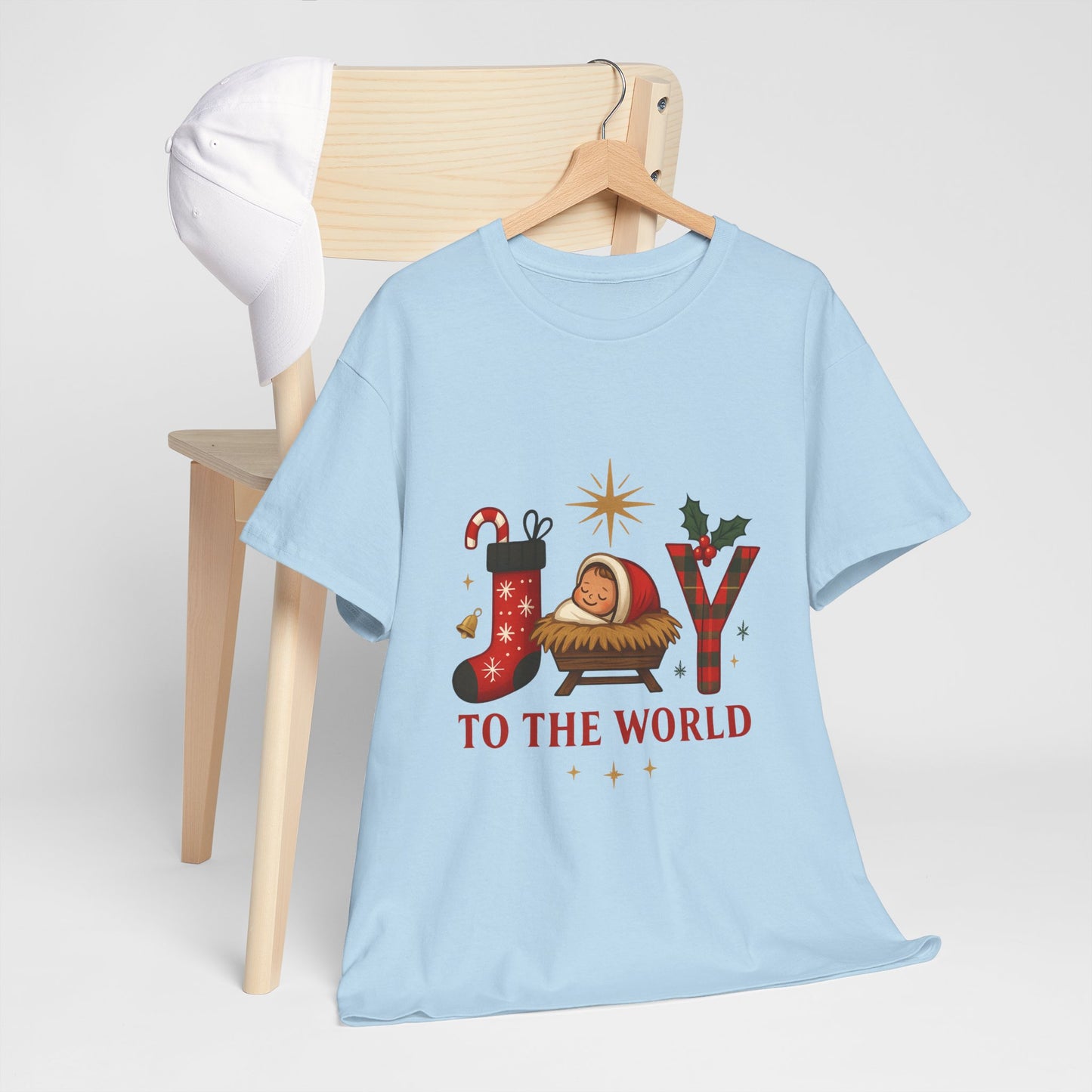 Christmas Joy Unisex Tee with Baby Jesus Illustration