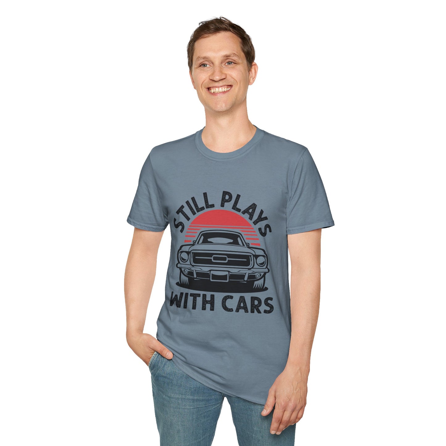 Retro Car Enthusiast T-Shirt, Still Plays with Cars Tee, Gift for Men, Vintage Auto Lover Shirt, Casual Wear, Birthday Present