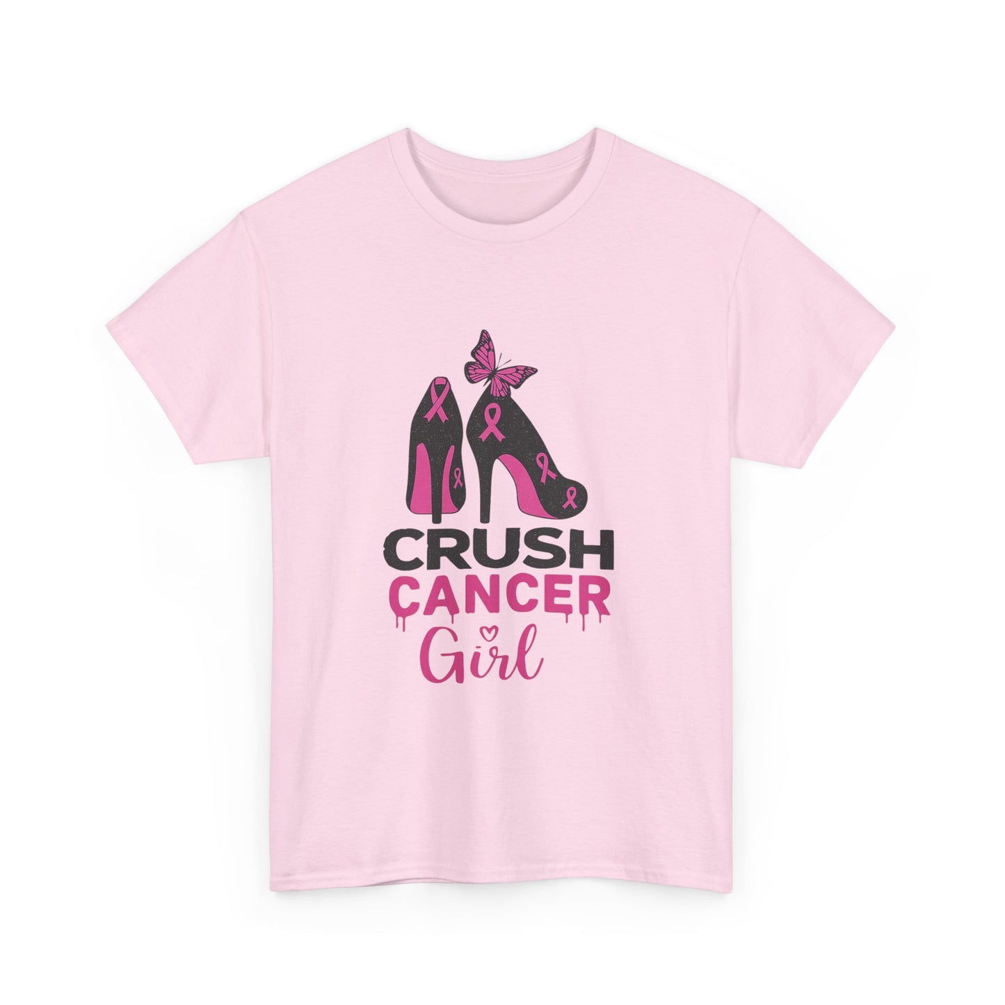 Crush Cancer Girl Tee: High Heels, Pink Ribbon, Hope
