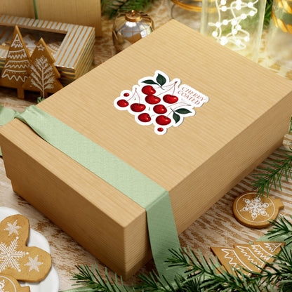 Cherry Coated Kiss-Cut Sticker — Retro Red Cherry Laptop Decal