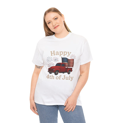 🚙 Happy 4th of July Truck Tee – Patriotic Vintage Pickup Shirt