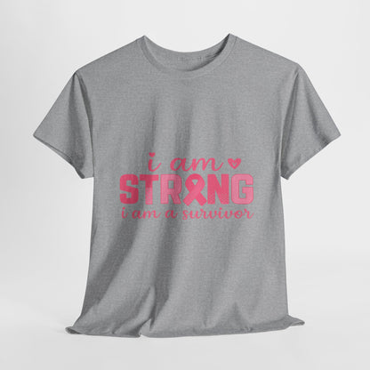 I AM STRONG - Pink Ribbon Breast Cancer Awareness Tee