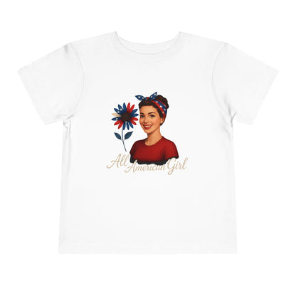 Toddler Tee All American Girl Patriotic Floral Shirt