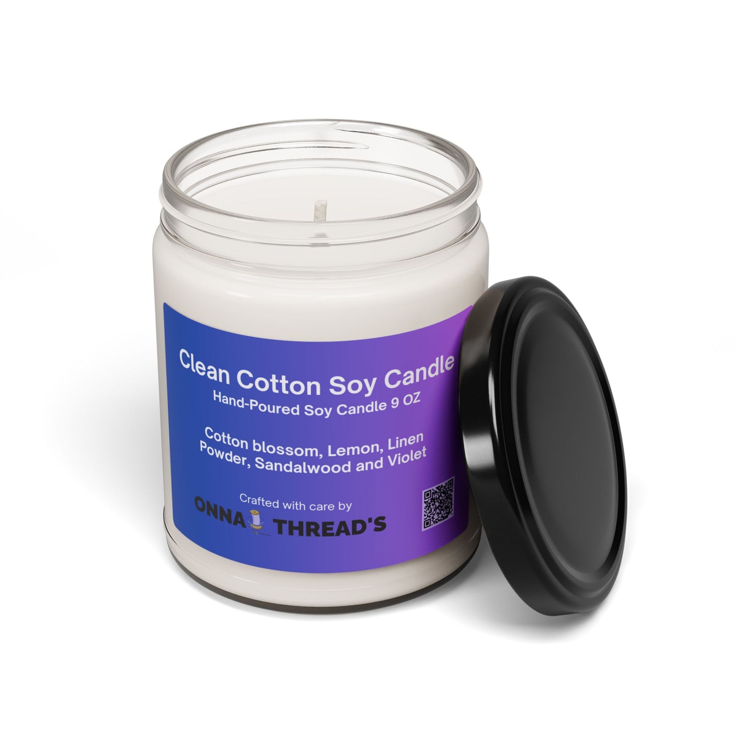 Clean Cotton Scented Soy Candle, Aromatherapy Candle, Home Décor, Relaxation Gift, Eco-Friendly Candle, Vegan Soy Wax