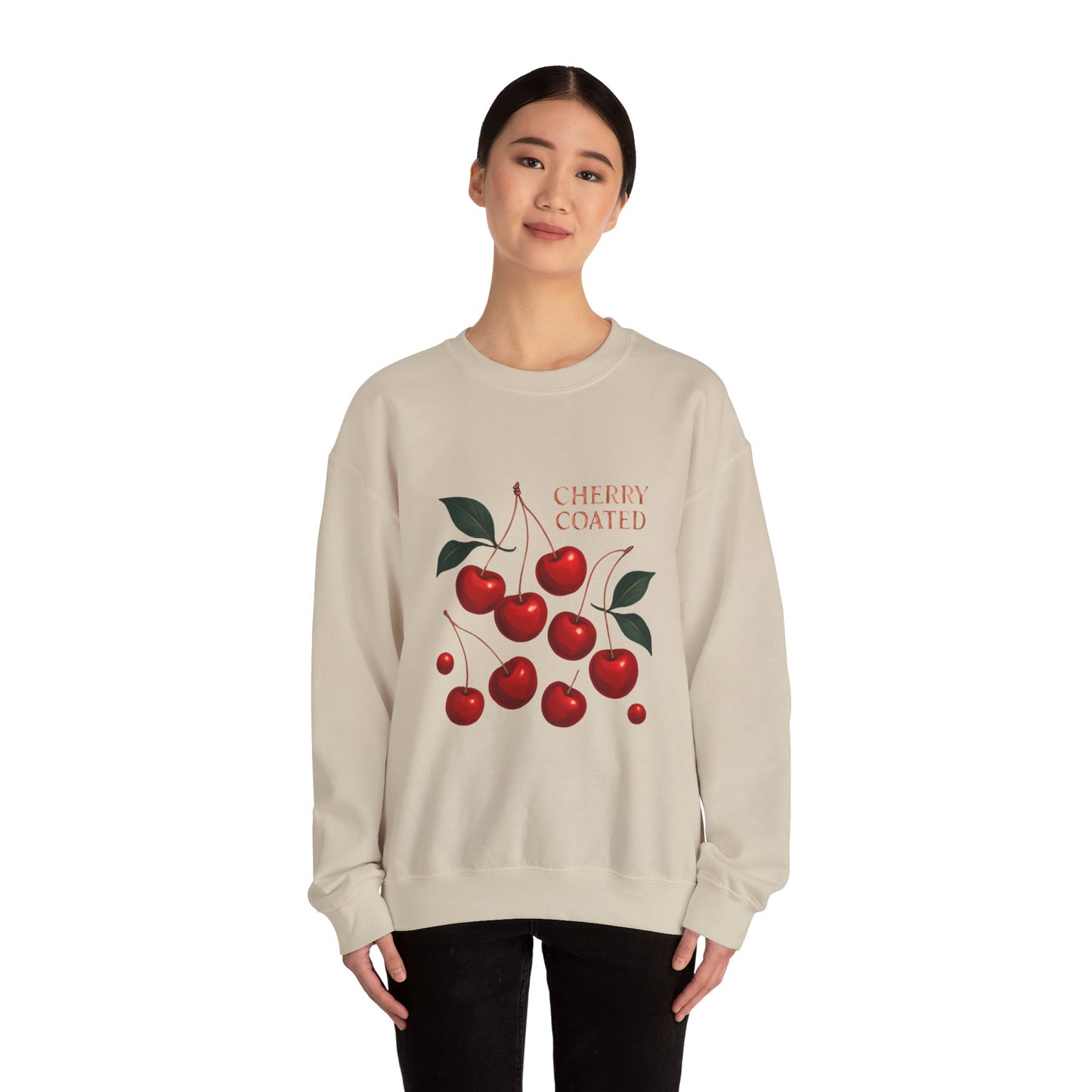 Cherry Coated Crewneck Sweatshirt — Retro Cherry Graphic Pullover