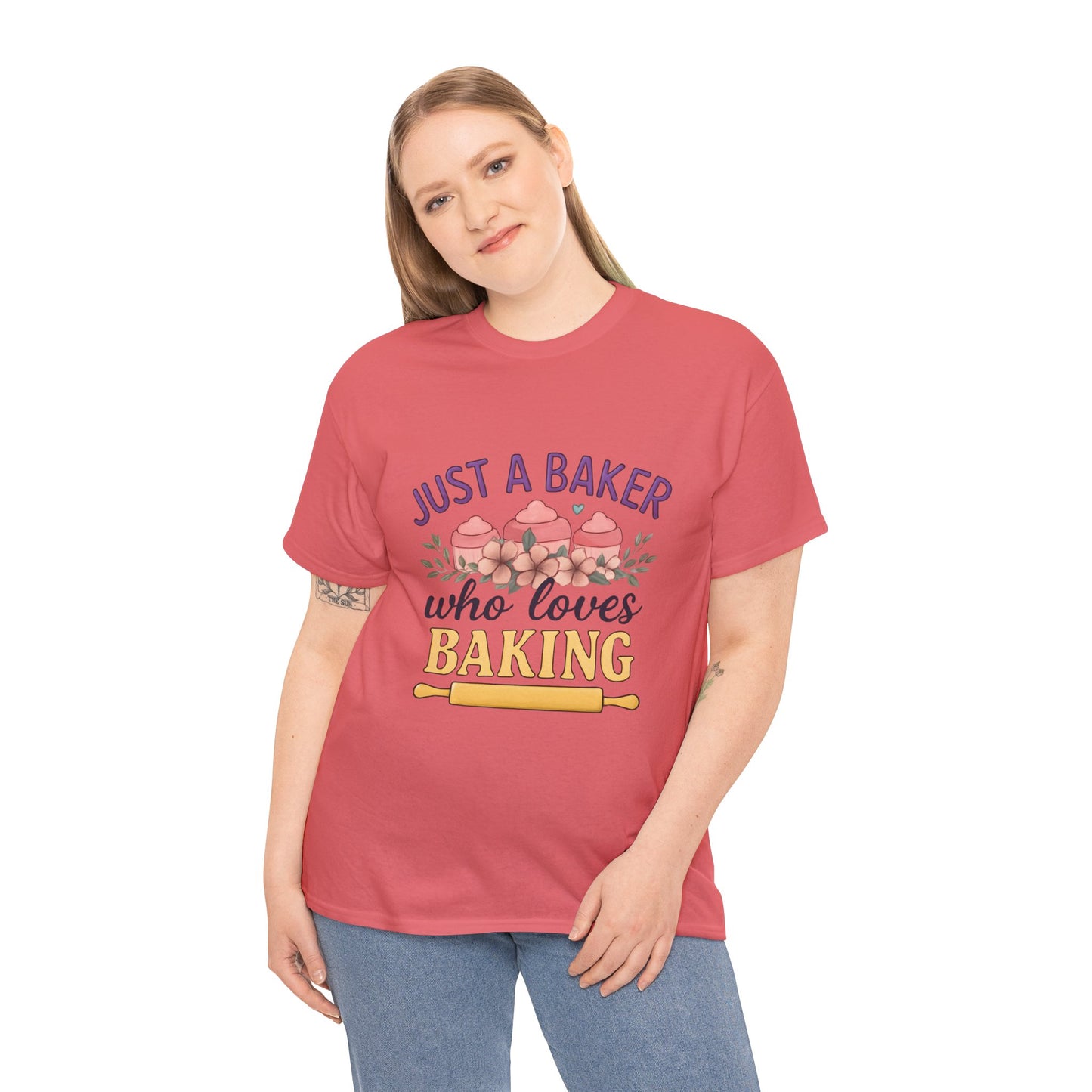 Baking Lover Tee with Cupcake and Rolling Pin Design