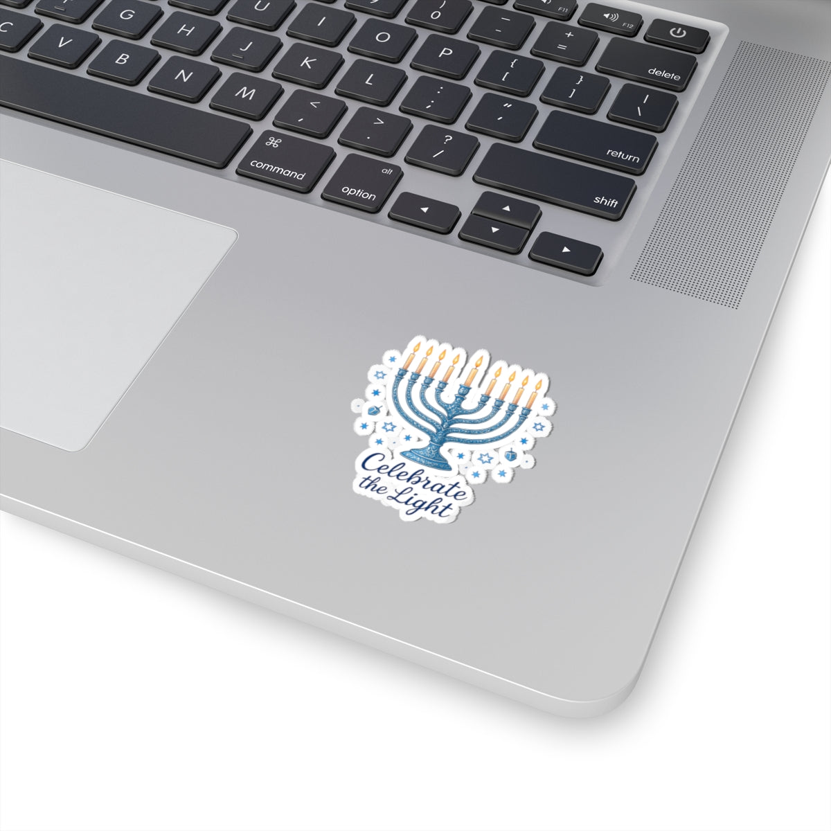 Hanukkah Menorah Sticker — "Celebrate the Light" Kiss-Cut Sticker