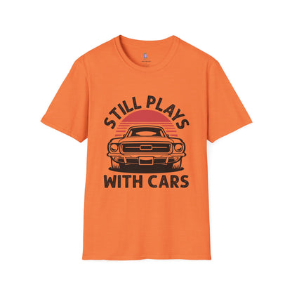 Retro Car Enthusiast T-Shirt, Still Plays with Cars Tee, Gift for Men, Vintage Auto Lover Shirt, Casual Wear, Birthday Present