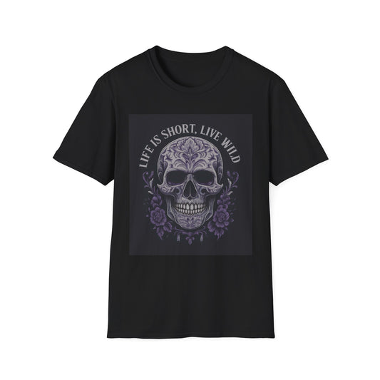 Skull Graphic T-Shirt: Live Wild, Unisex Style for Everyday Wear, Casual Outfit, Gift for Friends, Music Festivals, Halloween