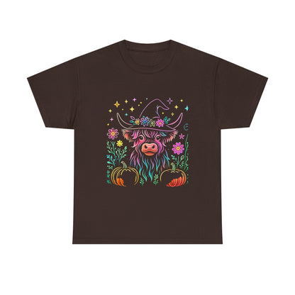 🎃 Magical Highland Cow Tee – Witchy Pumpkin Farm Shirt