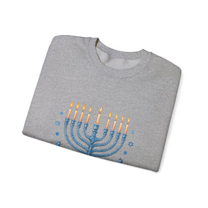 Hanukkah Menorah Sweatshirt - "Celebrate the Light" Holiday Crewneck
