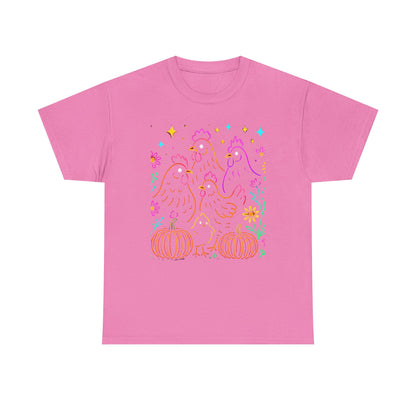 Autumn Glow Chicken Tee – Colorful Farmhouse Pumpkin Shirt